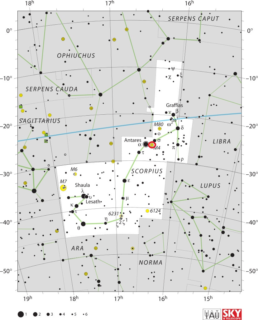 find messier 4,messier 4 map,scorpius map