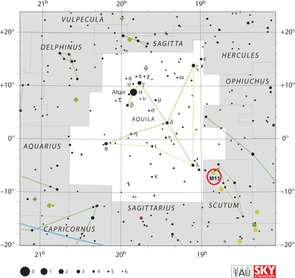 m11 location,find messier 11,where is messier 11