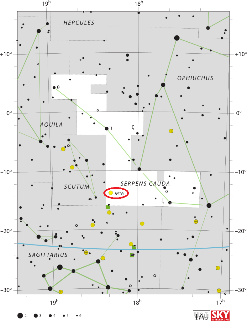 eagle nebula location,find messier 16