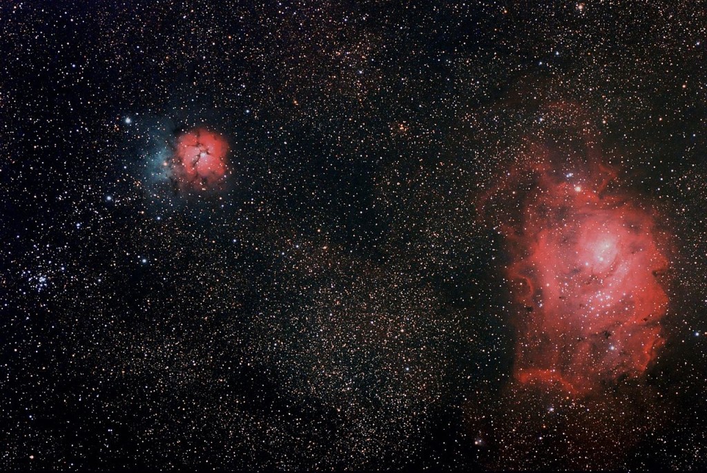 messier 20,trifid nebula,messier 8,lagoon nebula