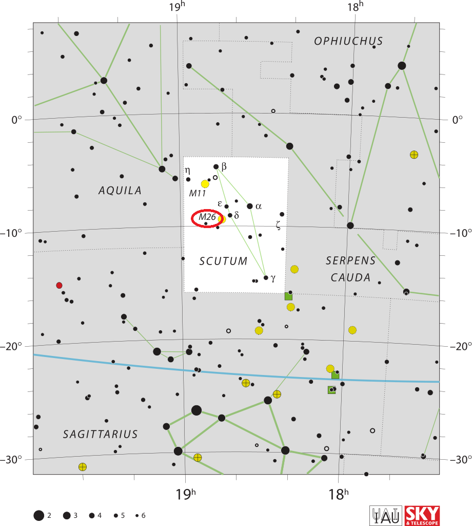 m26 location,find messier 26