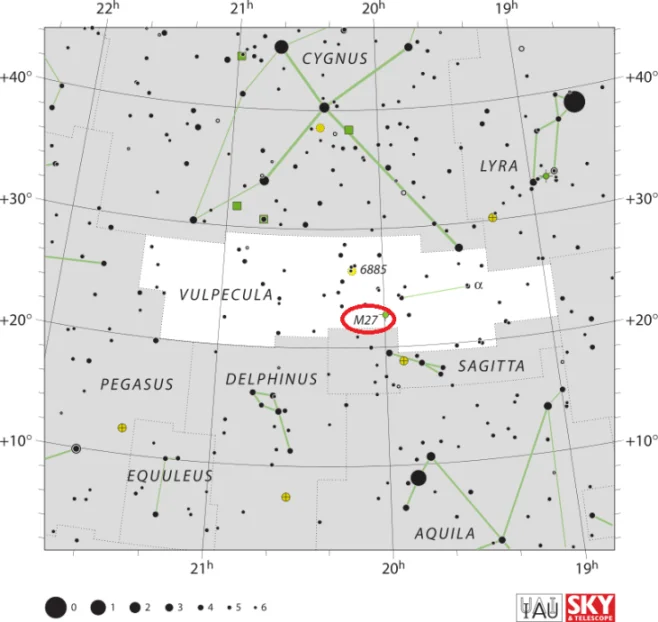 m27 location,dumbbell nebula location,find messier 27,where is dumbbell nebula
