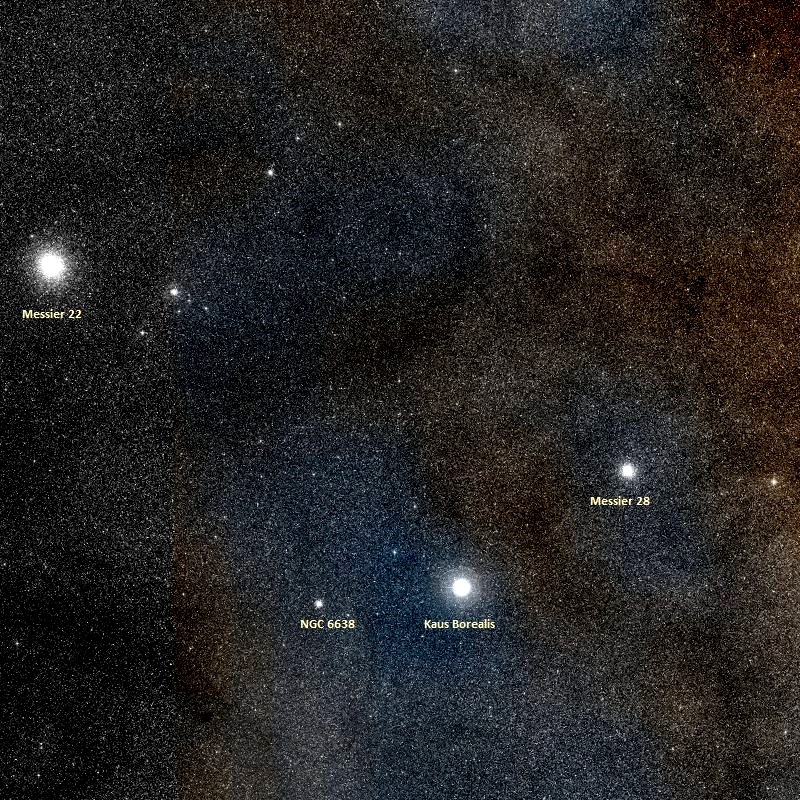 messier 28,messier 22,kaus borealis,sagittarius,globular cluster