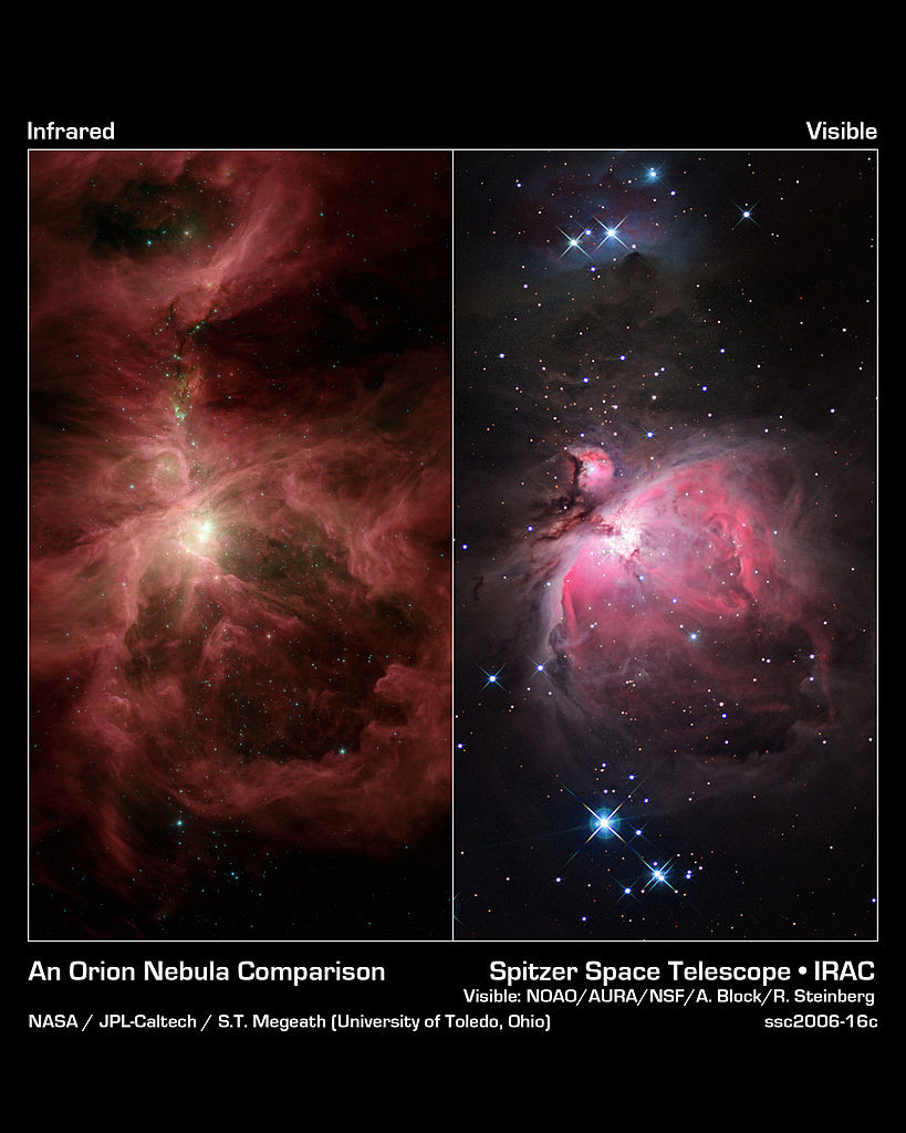 messier 42 visible light,messier 42 infrared