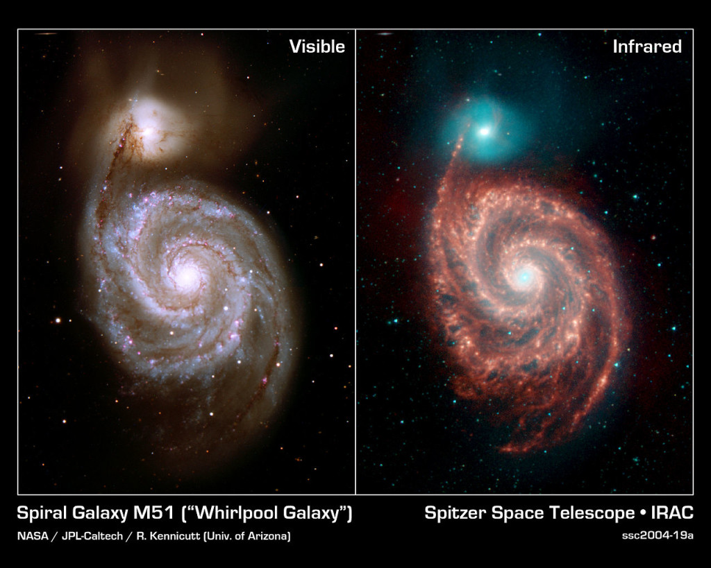 whirlpool galaxy spitzer,messier 51 infrared