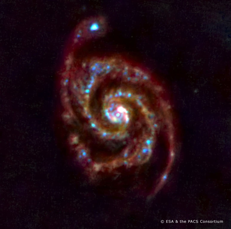 whirlpool galaxy far-infrared image