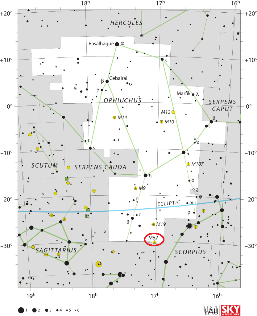 m62 location,where is messier 62,find messier 62