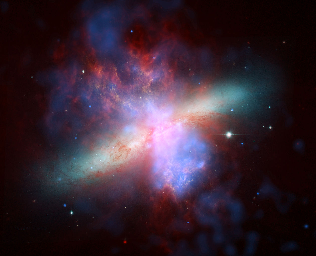 cigar galaxy composite image,m82 visible,m82 x-ray