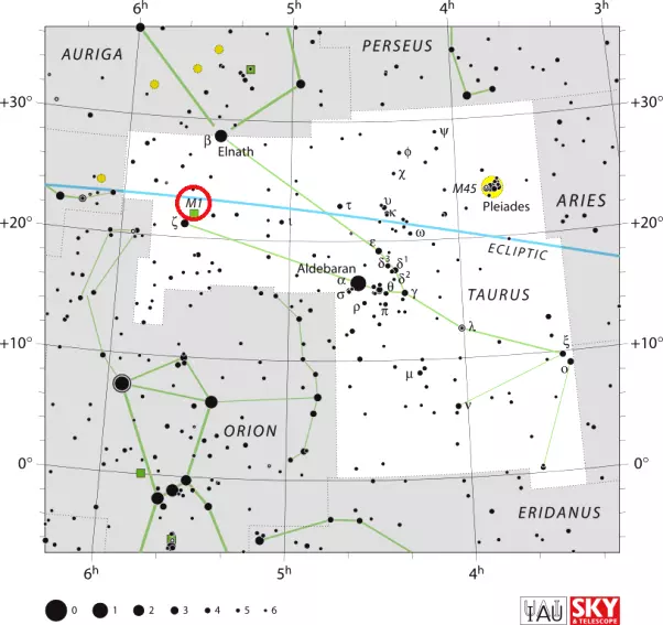 how to find the crab nebula,where is the crab nebula in the sky