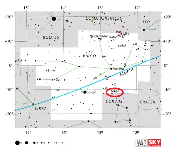 how to find the sombrero galaxy,where is the sombrero galaxy in the sky