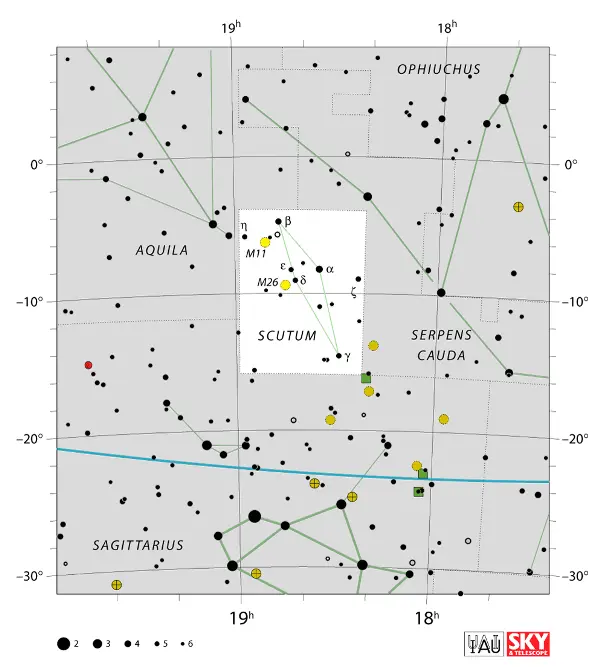 how to find the wild duck cluster,where is m26 in the sky