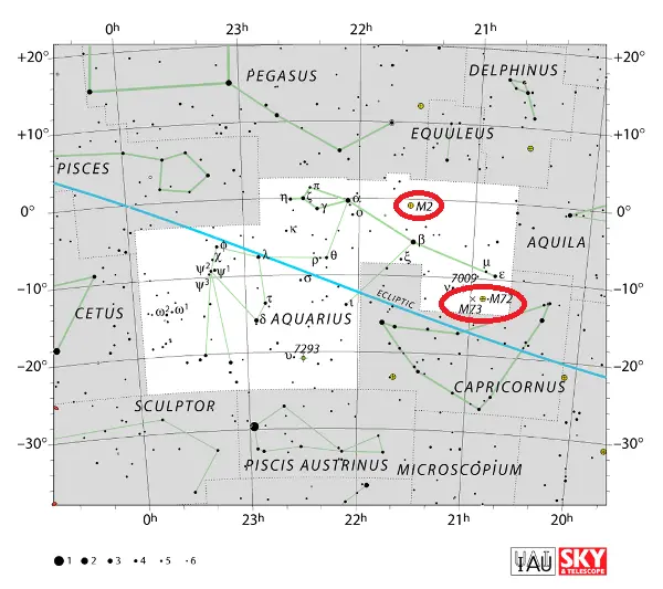 how to find m2,where is m72 in the sky,m73 location