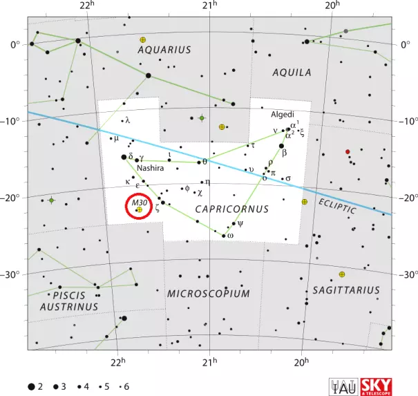 how to find m30,where is m30 in the sky
