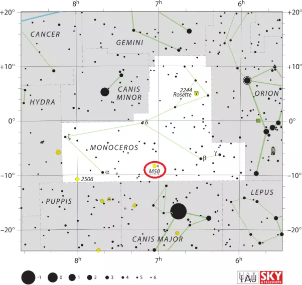 how to find m50,where is m50 in the sky