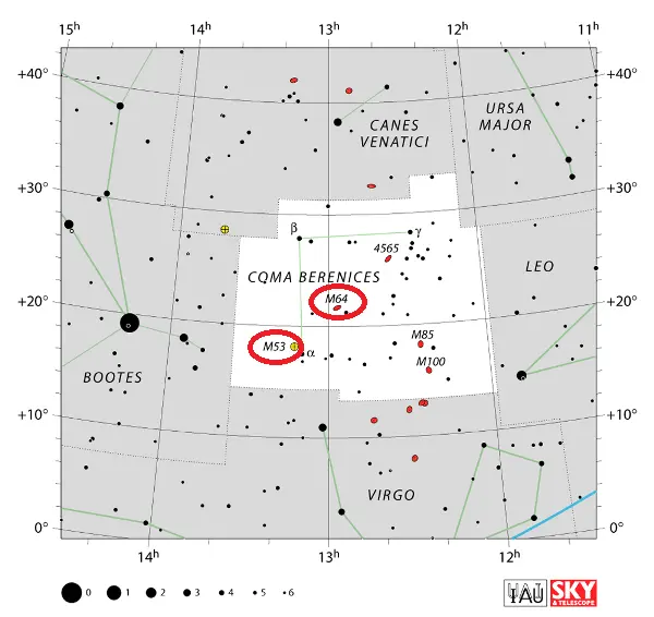 m53 location,how to find m64 in the sky