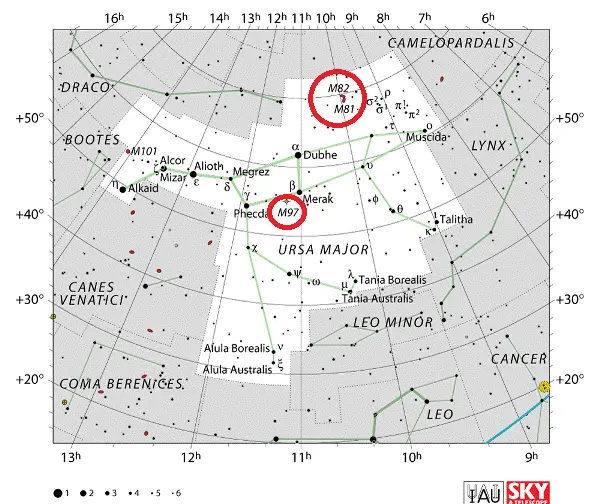how to find m81 and m82,where is the owl nebula in the sky