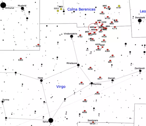 m89 location,m90 location in the sky